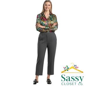 Chicos So Slimming Brigitte Crop Pants 3 US 16 XL Dark Charcoal Gray Slacks